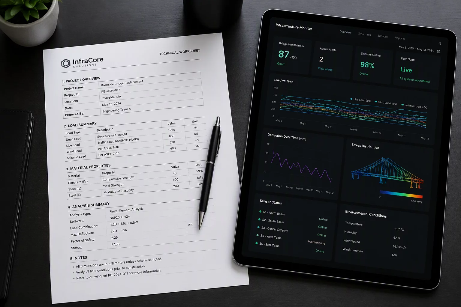 Operational worksheet showing matrix verification fields for dependency planning